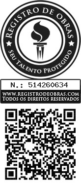 É a figura que comprova que artigo "A felicidade e como recuperá-la" é protegido por direitos autorais, por ser registrado no Registro de Obras. No alto da figura tem o logo do Registro de Obras que é uma tocha queimando sobre um pedestal, como são as tochas olímpicas. No meio da figura tem o número do registro da obra e abaixo, escrito: "Todos os direitos reservados". E na parte mais baixa tem o QR code.